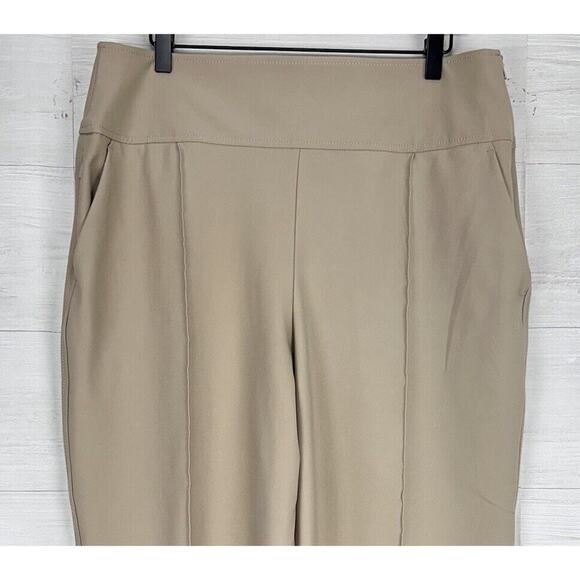 Athleta Stellar Wide Leg Crop Pant Women 14 Abalone Grey Beige Stretch Wide Leg - Picture 3 of 16